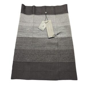 BCBGMAXAZRIA Skirt Womens Small Gray Short Bandage Knit Stripe Pull On NWT